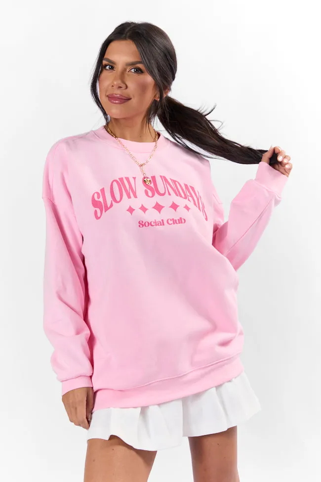 Slow Sundays Light Pink Graphic Sweatshirt