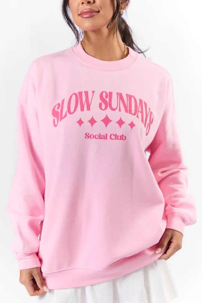 Slow Sundays Light Pink Graphic Sweatshirt