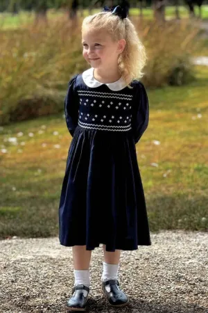 Smocked Navy Rose Dress