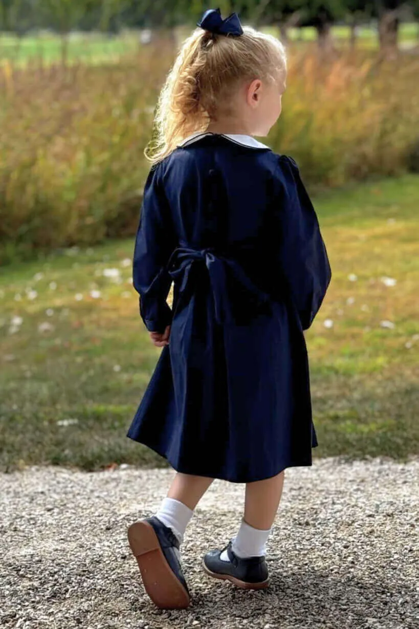 Smocked Navy Rose Dress