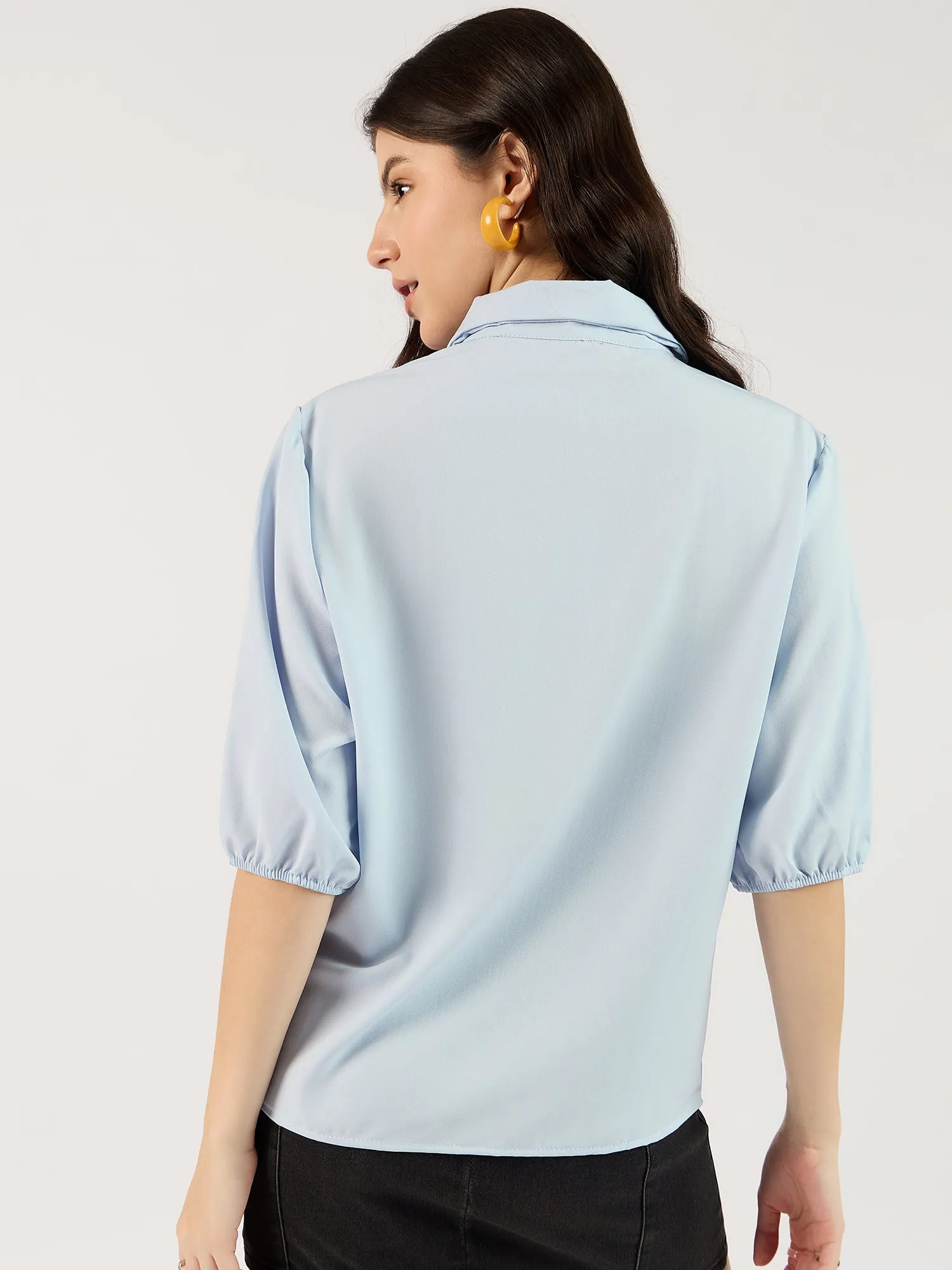 Solid Blue Boxy Shirt