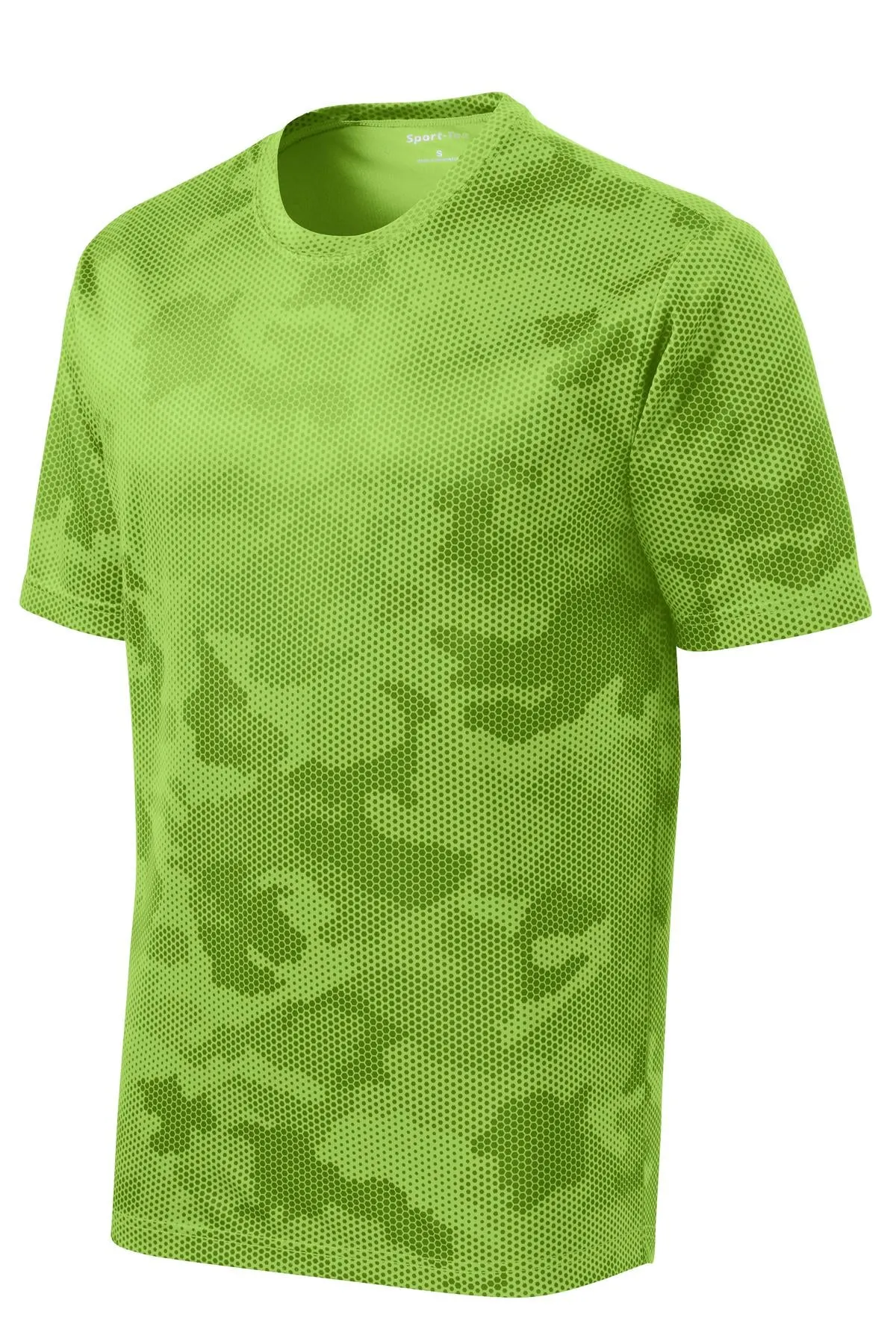 Sport-Tek CamoHex Tee. ST370 Lime Shock