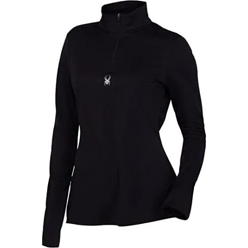 Spyder Ladies Tempting Zip T-Neck Long Sleeve Active Shirt S Black