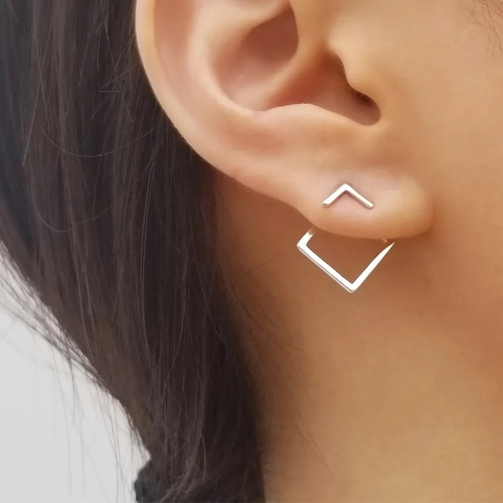 Square Earring Jacket and Stud