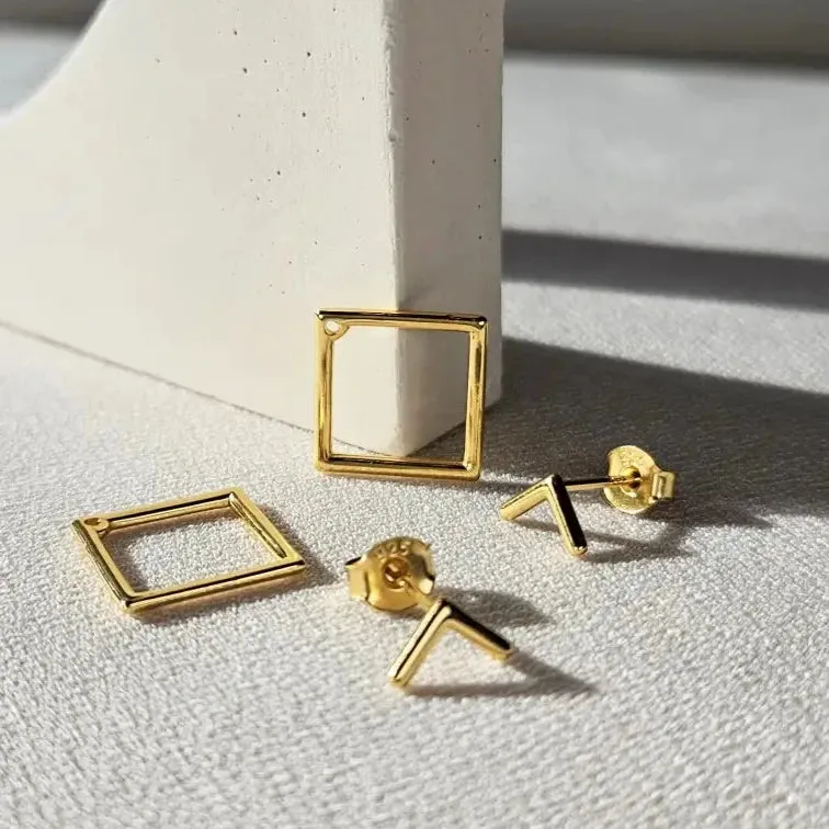 Square Earring Jacket and Stud