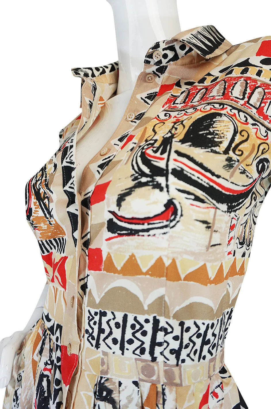 S/S 2004 Prada Runway Postcard Print Cotton Dress