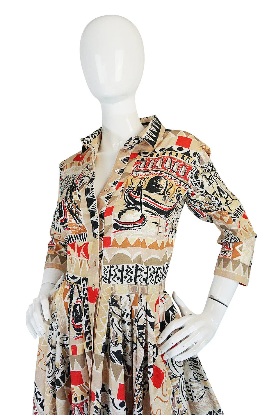 S/S 2004 Prada Runway Postcard Print Cotton Dress