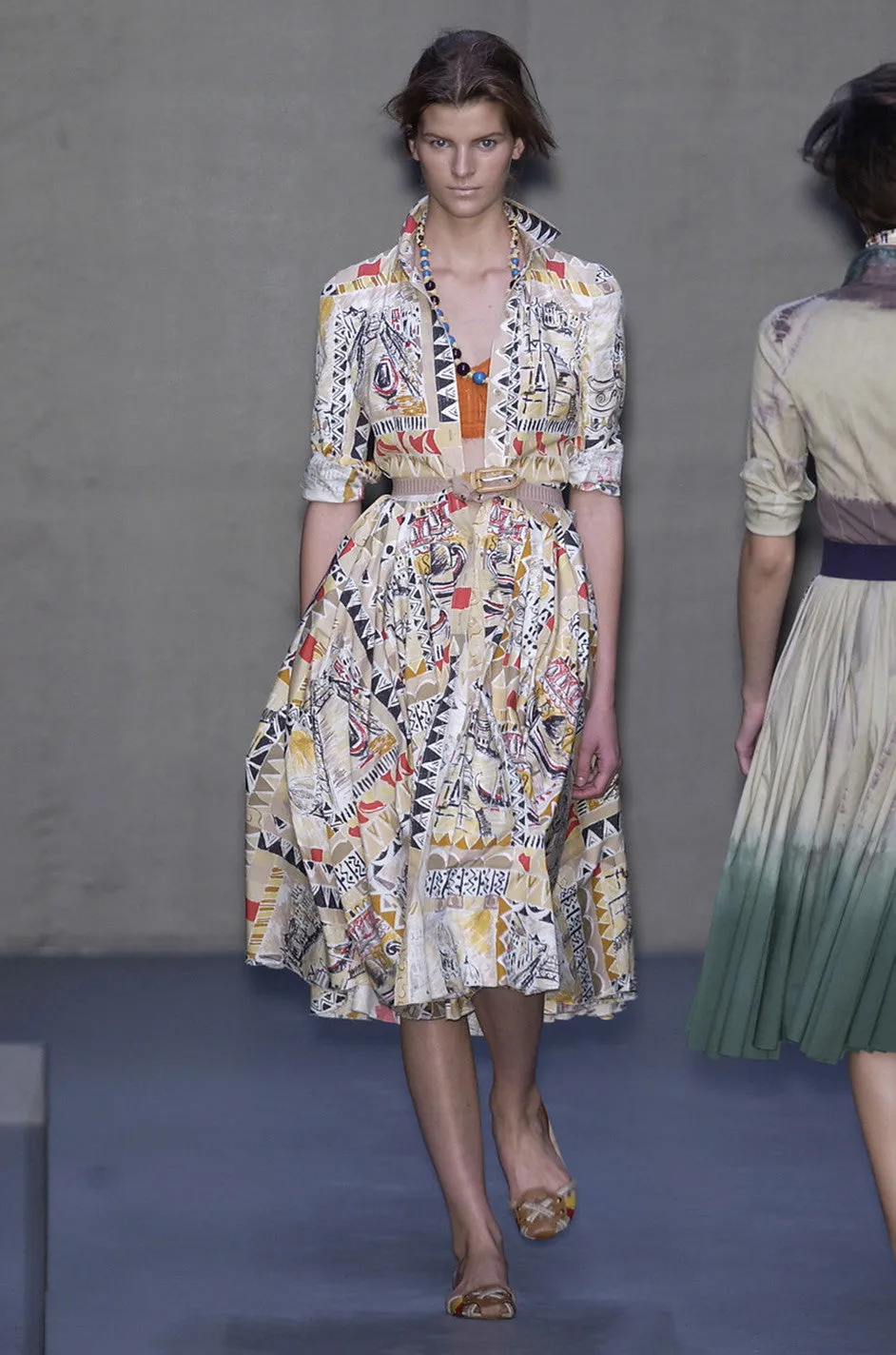 S/S 2004 Prada Runway Postcard Print Cotton Dress