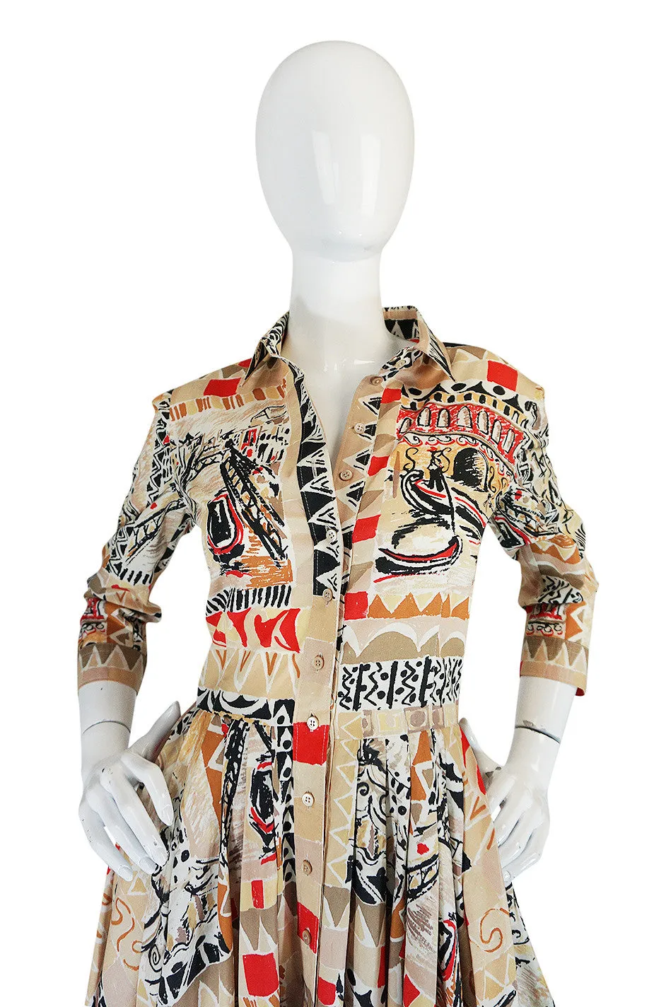 S/S 2004 Prada Runway Postcard Print Cotton Dress