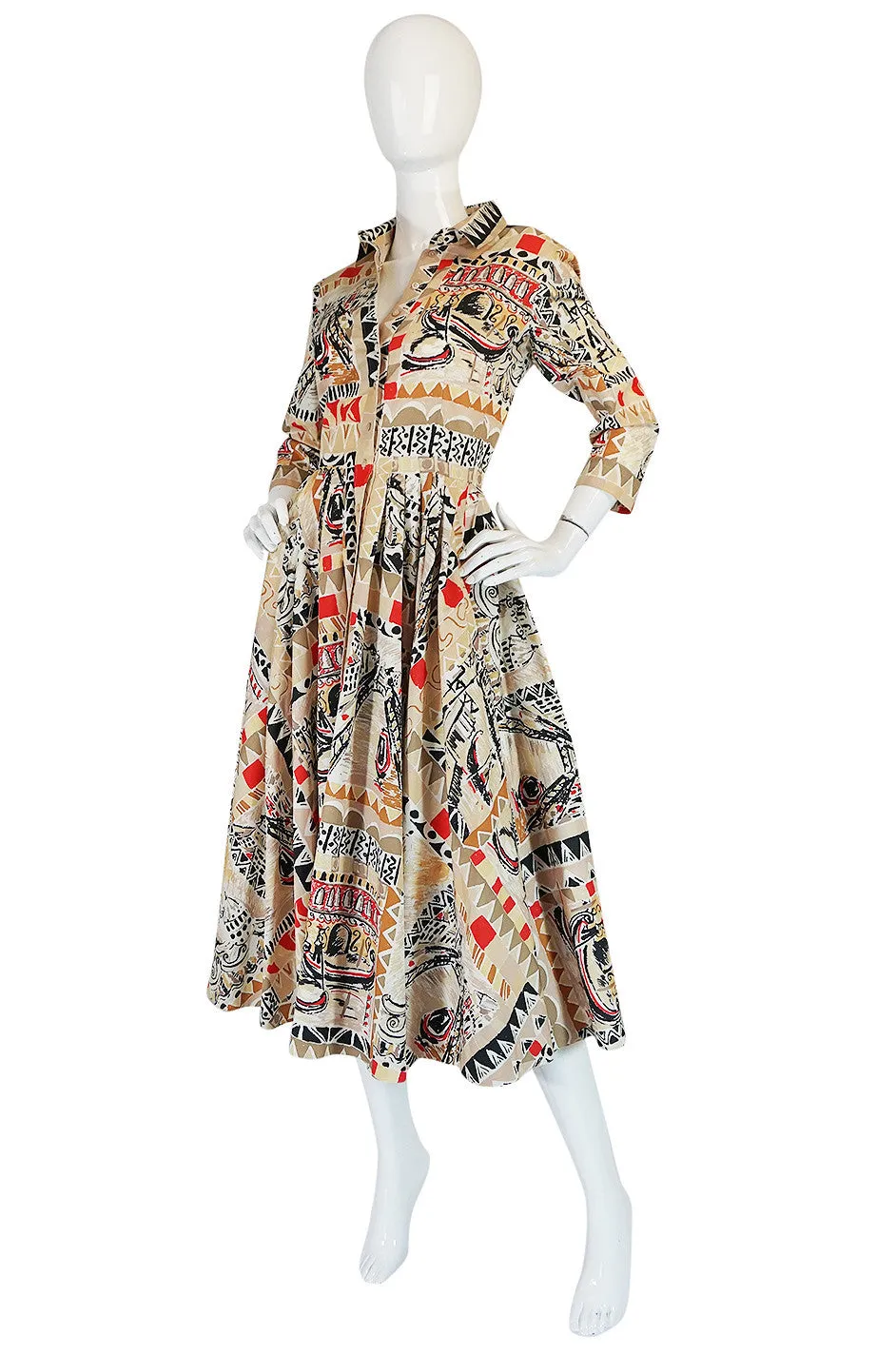 S/S 2004 Prada Runway Postcard Print Cotton Dress