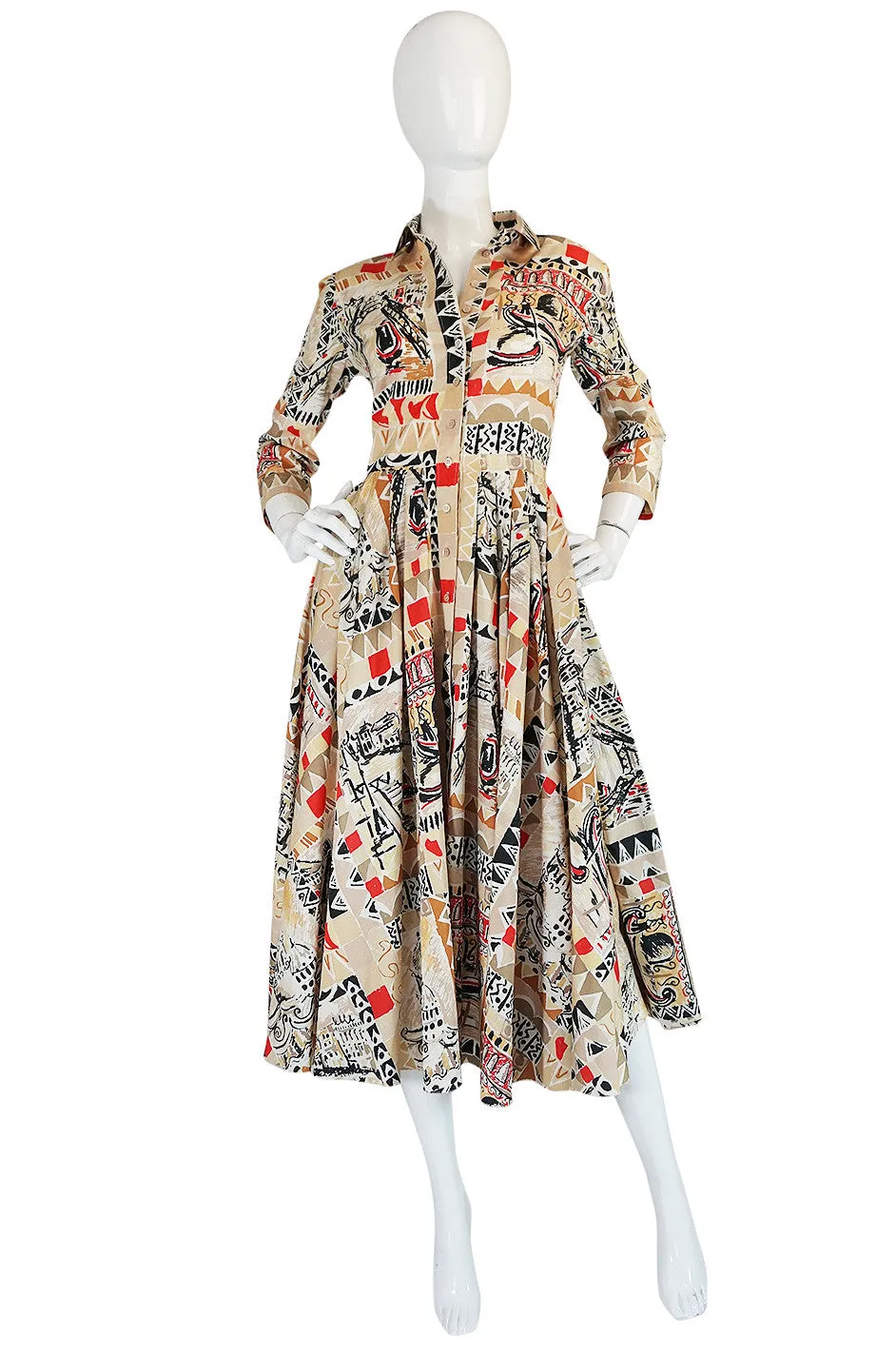 S/S 2004 Prada Runway Postcard Print Cotton Dress