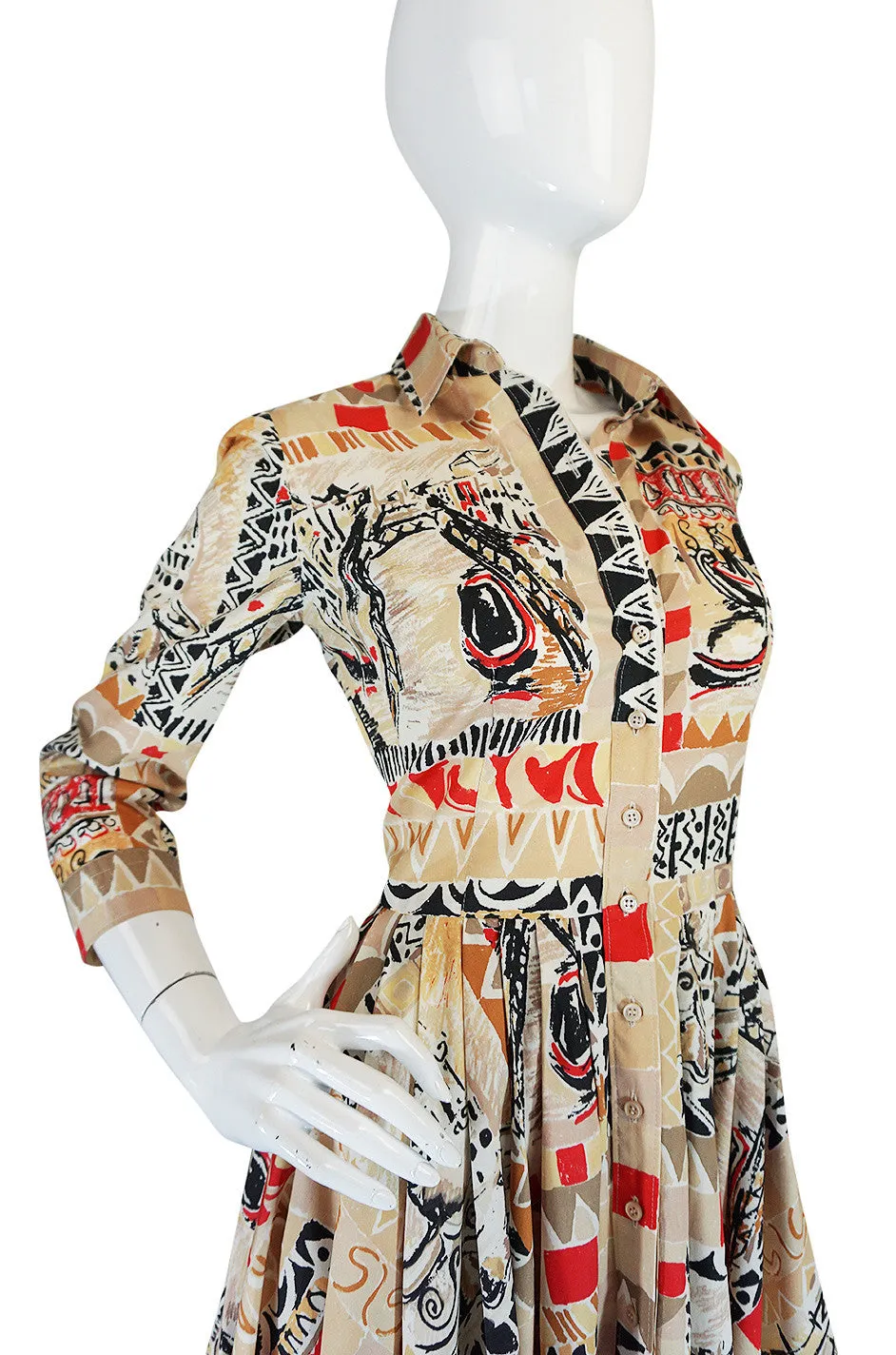 S/S 2004 Prada Runway Postcard Print Cotton Dress