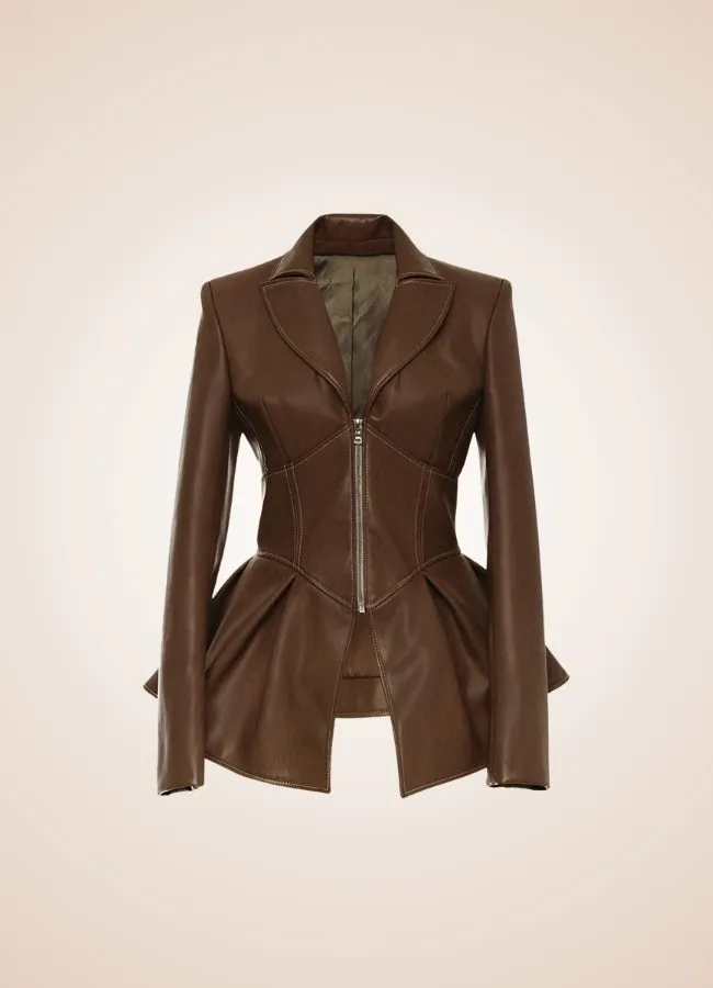Steampunk Women's Leather Zipper Jacket