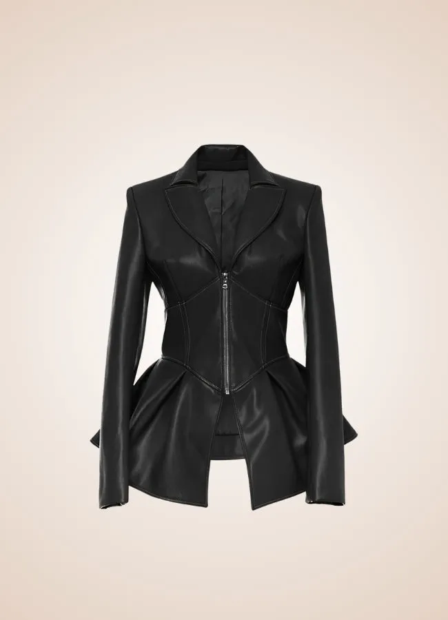Steampunk Women's Leather Zipper Jacket