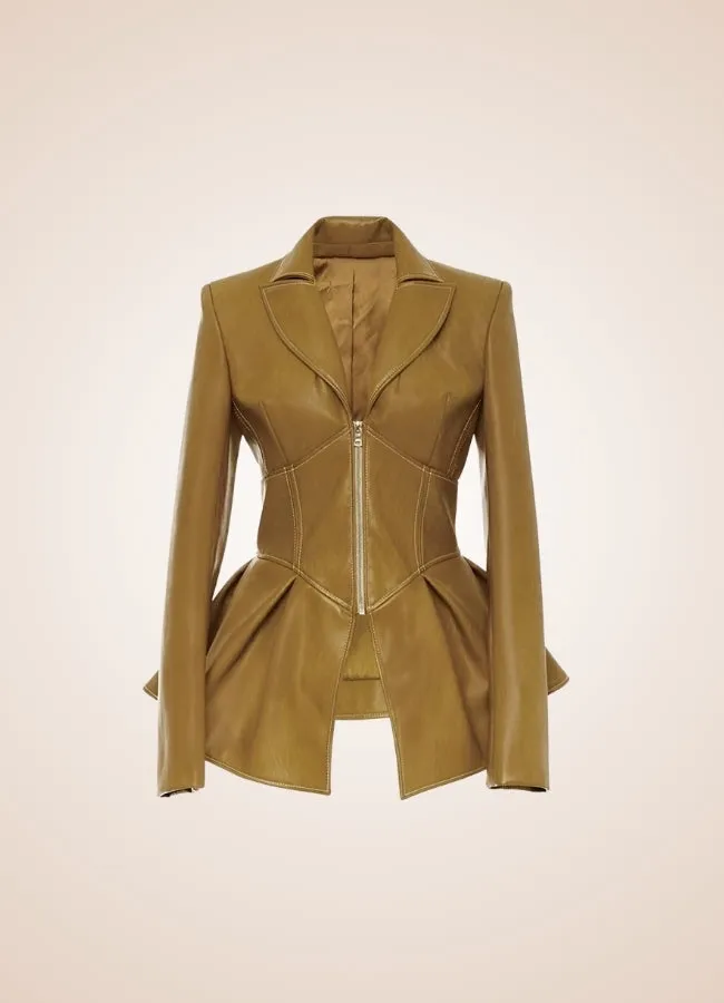 Steampunk Women's Leather Zipper Jacket