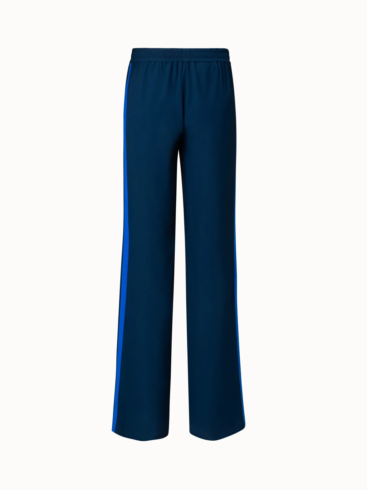 Straight Viscose Blend Pants with Side Stripe