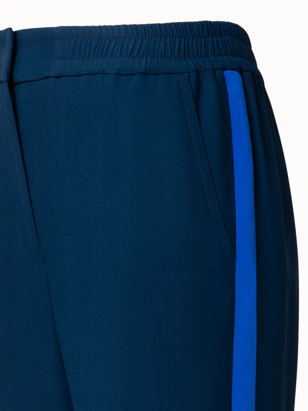 Straight Viscose Blend Pants with Side Stripe