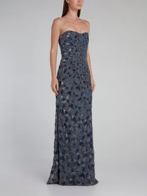Sweetheart Neckline Beadwork Geometric Gown