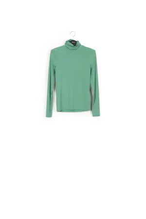 Teal slim-fit turtleneck top