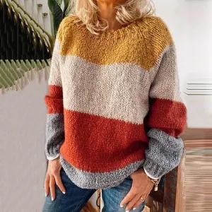 Trendy Color Block Knitted Pullover
