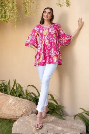 Tropical Punch-Peplum Top