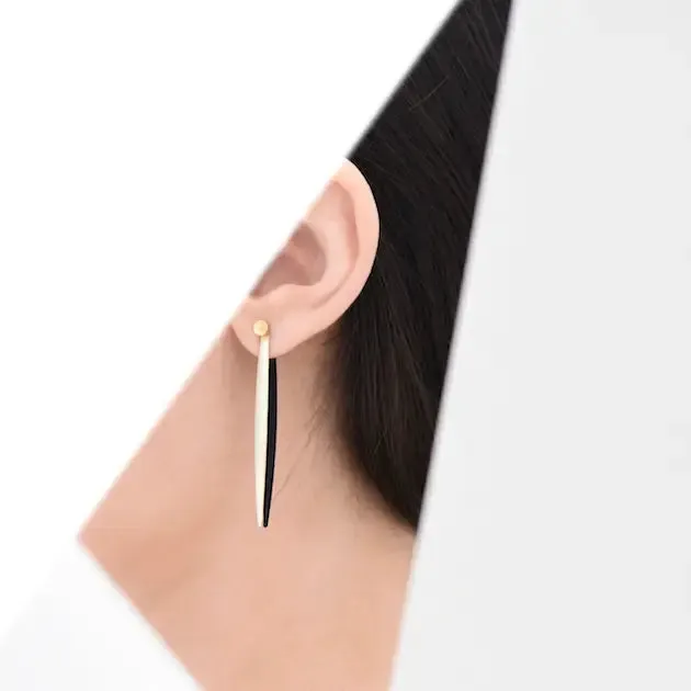 Twins Ear Jackets, Silver   Black