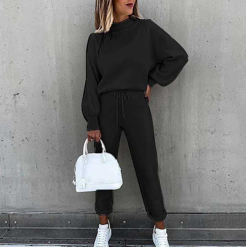 Two Piece Sweatshirt and Elastic Waist Pants Set