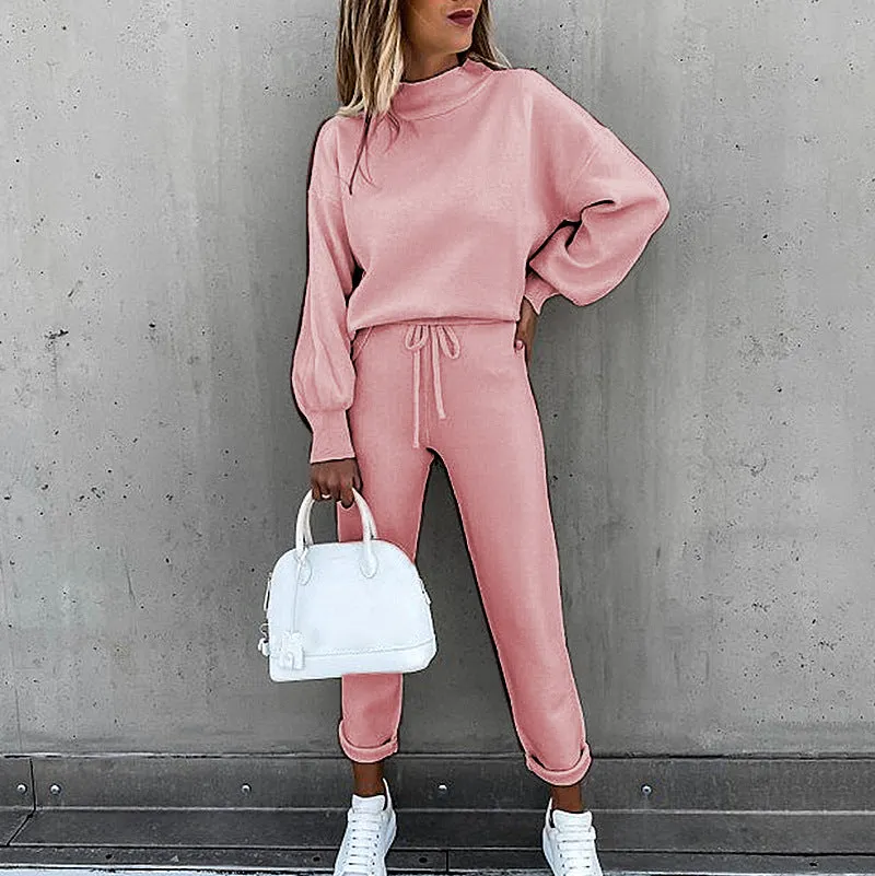 Two Piece Sweatshirt and Elastic Waist Pants Set