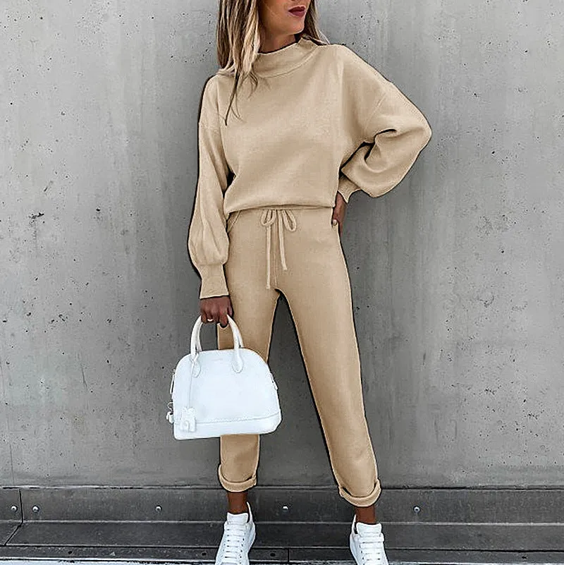 Two Piece Sweatshirt and Elastic Waist Pants Set