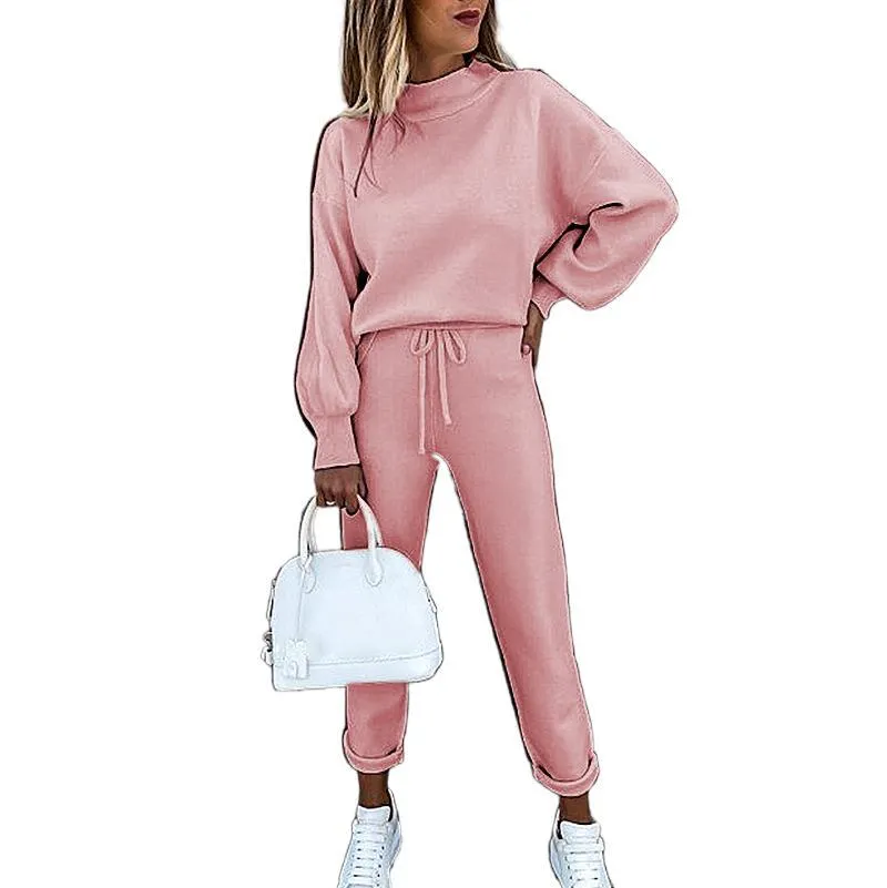 Two Piece Sweatshirt and Elastic Waist Pants Set
