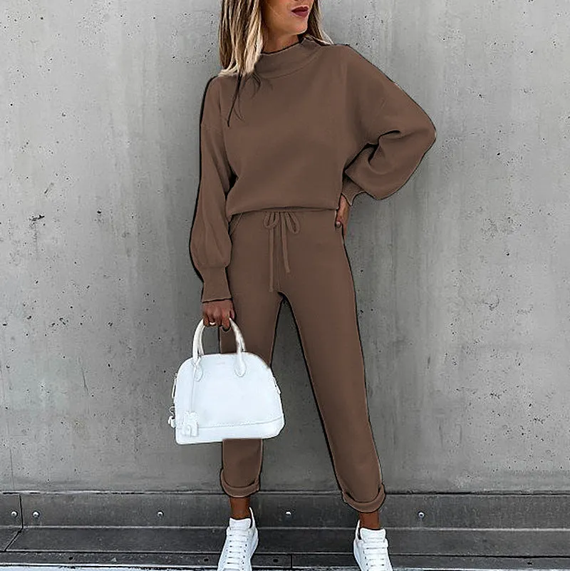 Two Piece Sweatshirt and Elastic Waist Pants Set