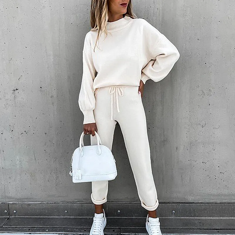 Two Piece Sweatshirt and Elastic Waist Pants Set