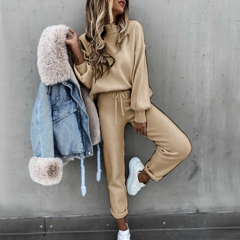 Two Piece Sweatshirt and Elastic Waist Pants Set