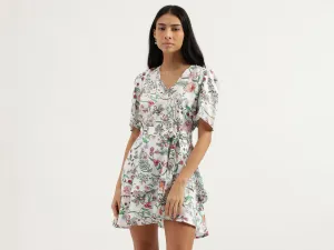 V-Neck Floral Print Dresses