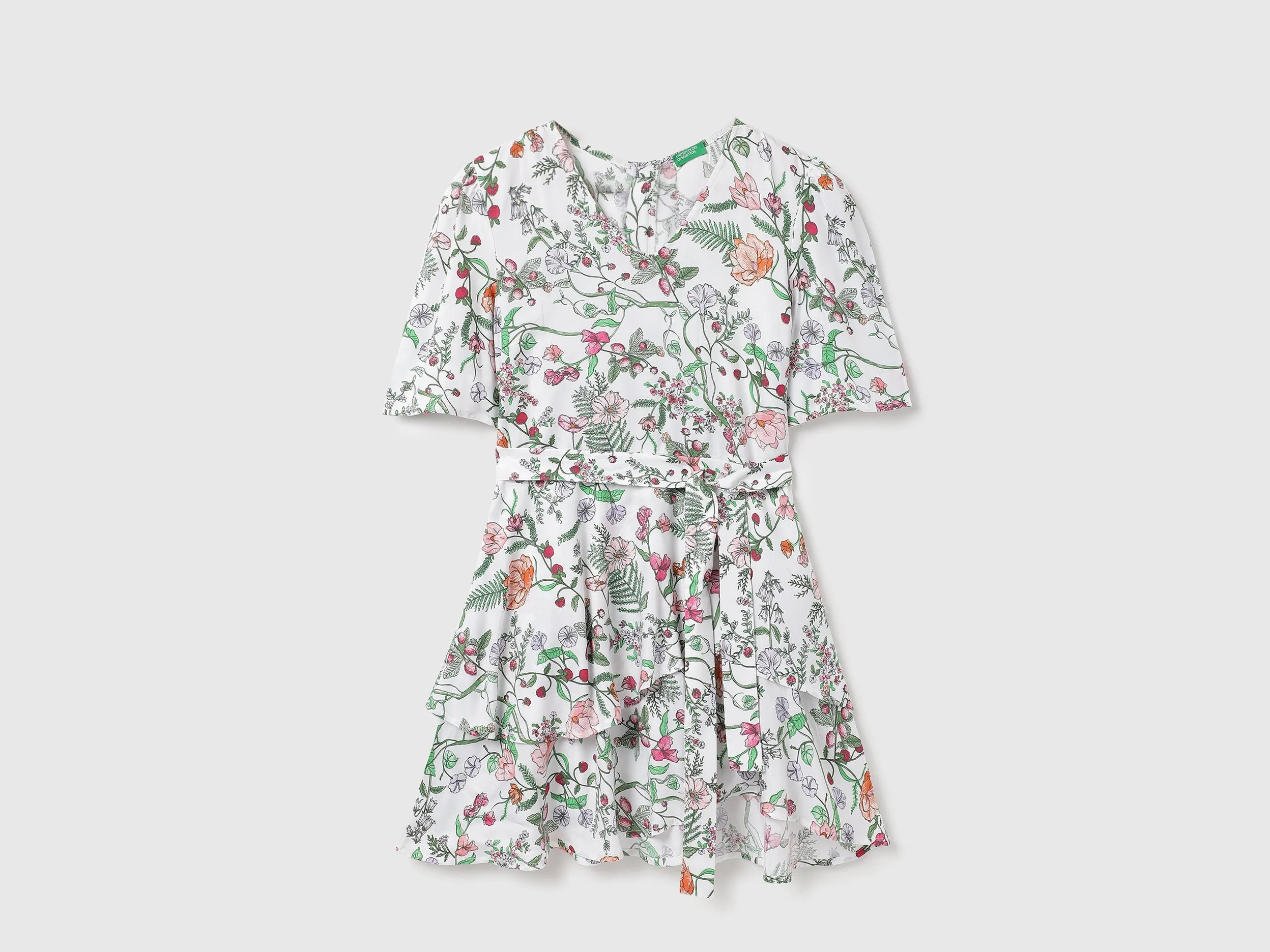 V-Neck Floral Print Dresses