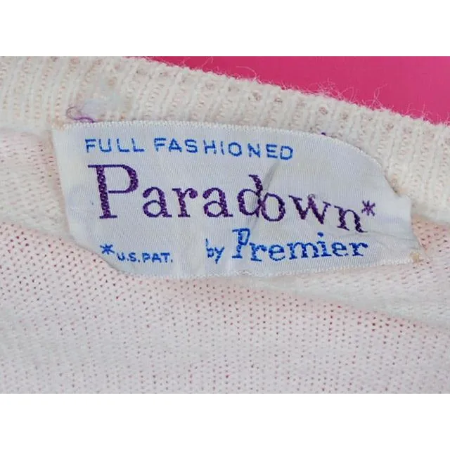 Vintage  Sweater Ivory Short Sleeved Ribbed Waistband Small