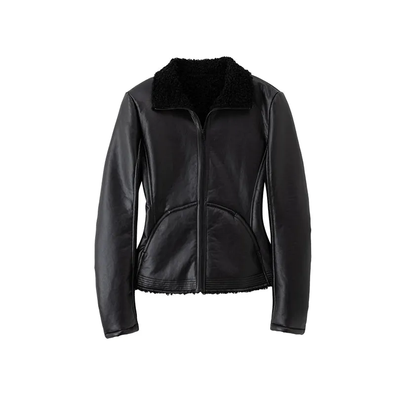 Waist-Length Wool and Fur Patchwork Jacket