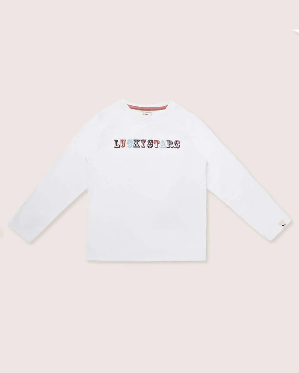 White Lucky Stars Slogan Print Top