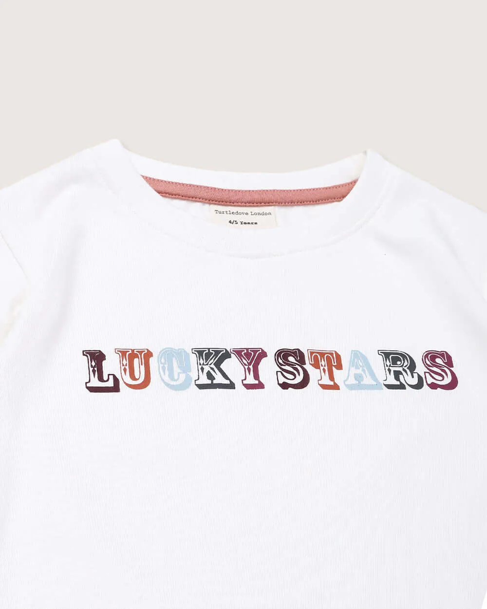 White Lucky Stars Slogan Print Top