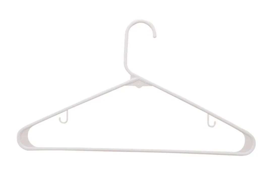 White Plastic Clothes Hangers | The Best Choice Everyday Standard Suit Clothe Hanger Target Set | Bulk Beauty Closet Room Pack | Adult Clothing Drying Rack Dress Form Shirt Coat Hangers with J Hooks