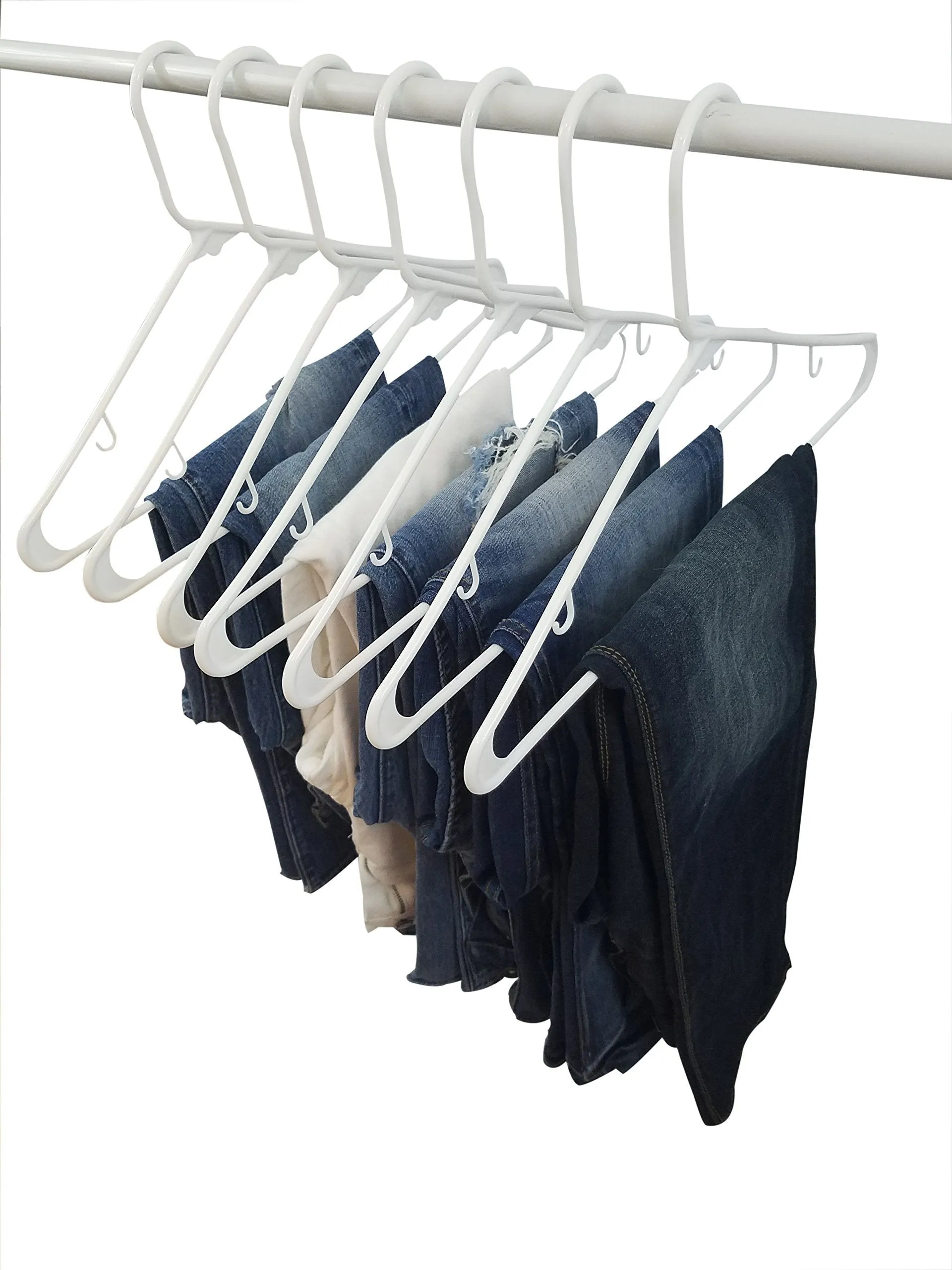 White Plastic Clothes Hangers | The Best Choice Everyday Standard Suit Clothe Hanger Target Set | Bulk Beauty Closet Room Pack | Adult Clothing Drying Rack Dress Form Shirt Coat Hangers with J Hooks