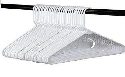White Plastic Clothes Hangers | The Best Choice Everyday Standard Suit Clothe Hanger Target Set | Bulk Beauty Closet Room Pack | Adult Clothing Drying Rack Dress Form Shirt Coat Hangers with J Hooks