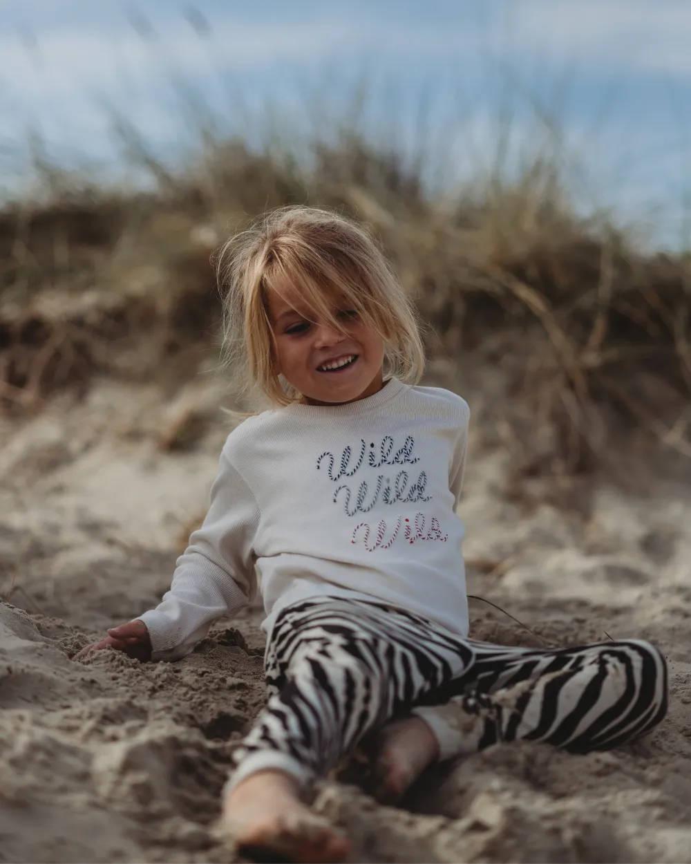 White Wild Solgan Print Top
