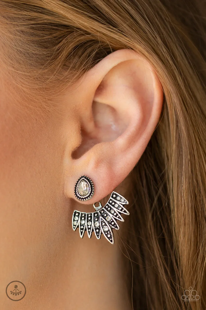 Wing Fling White Paparazzi Earrings