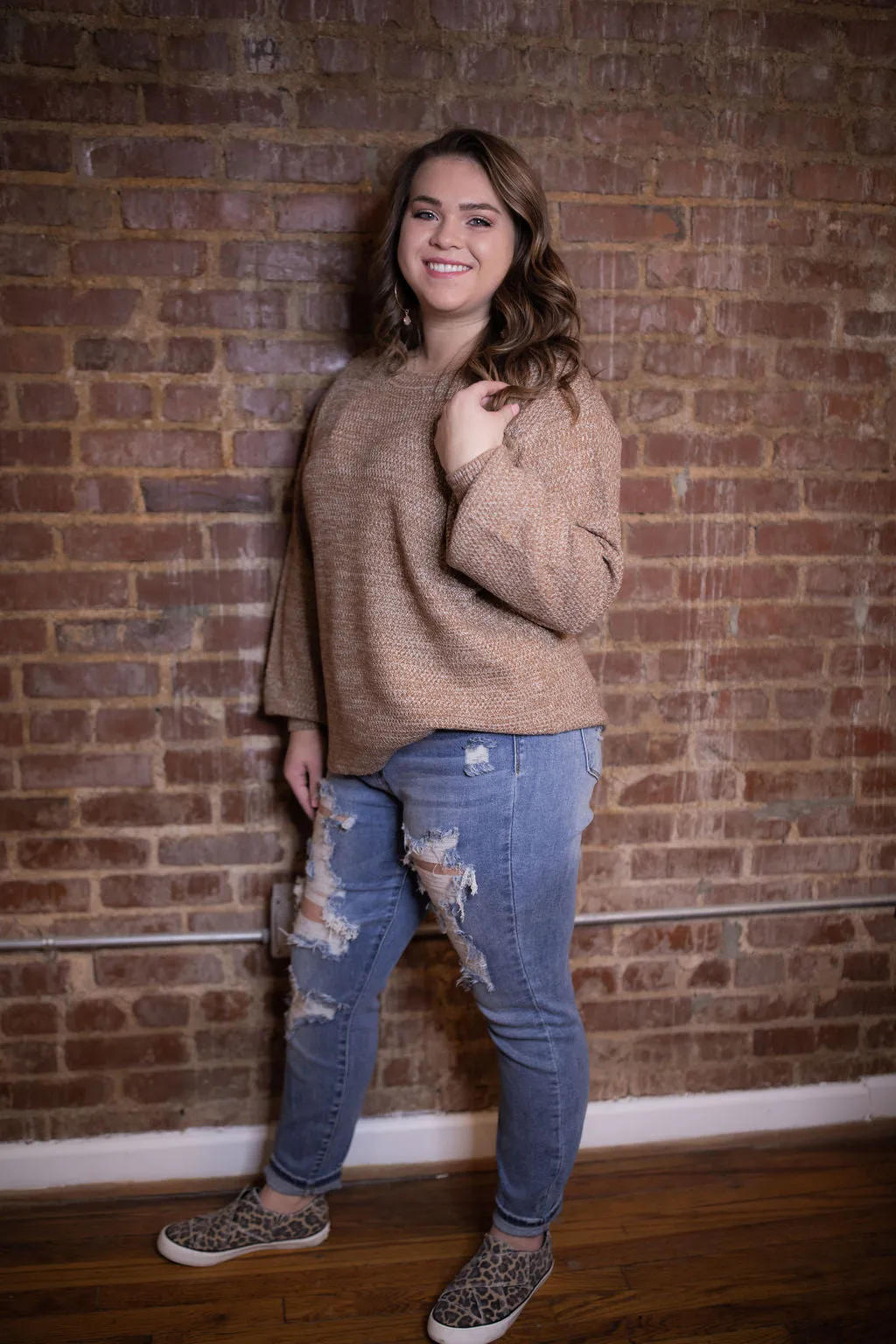 Winter Wishes Sweater- Light Brown