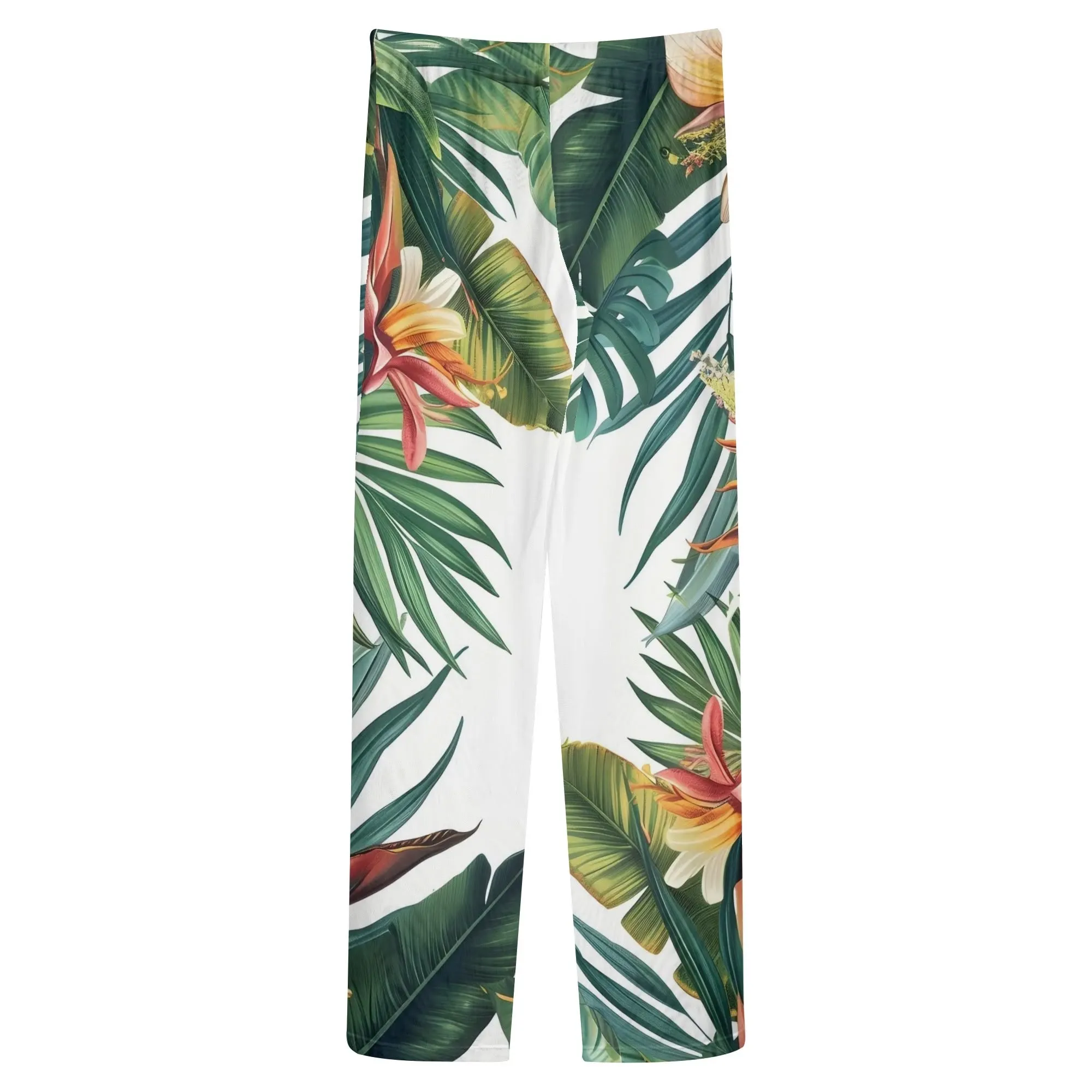 Womens Colorful Island Vibes Tropical Floral Print Sheer Beach Pants