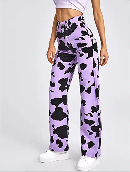 Women's Cow print Straight Legged Pants