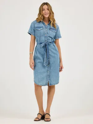 Women's Legendary Western Belted Dress - Mountain Range - 112346780