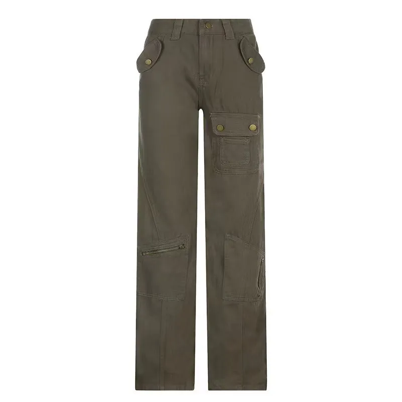 Women’s Straight Leg Pants with Button Snap Pockets
