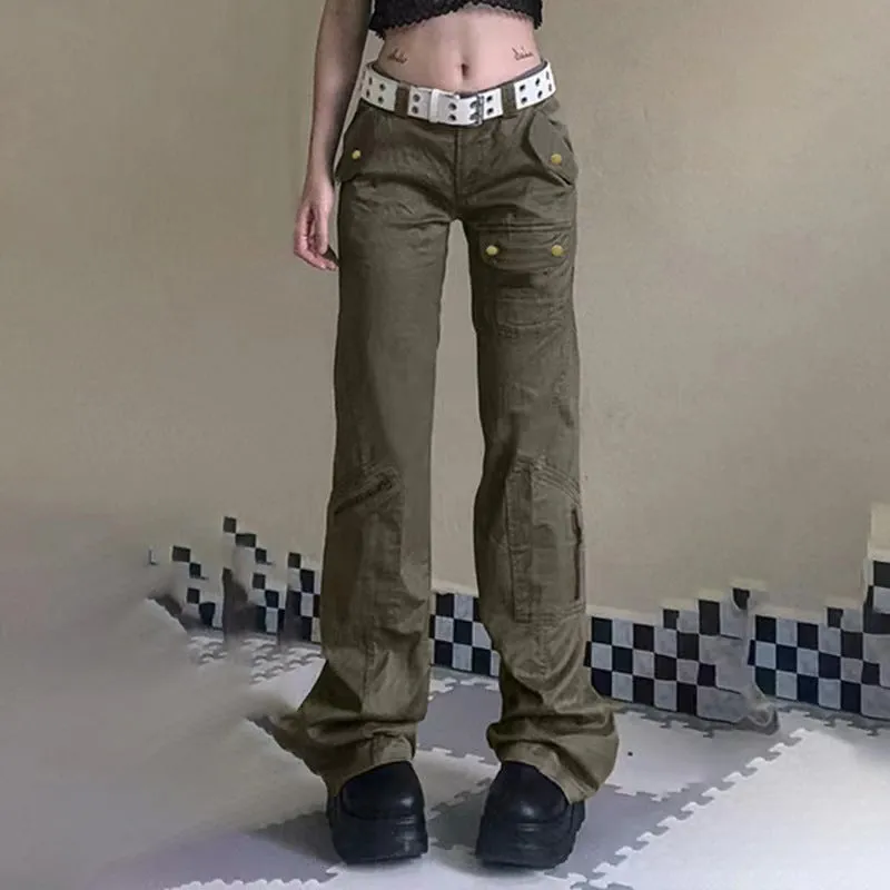 Women’s Straight Leg Pants with Button Snap Pockets